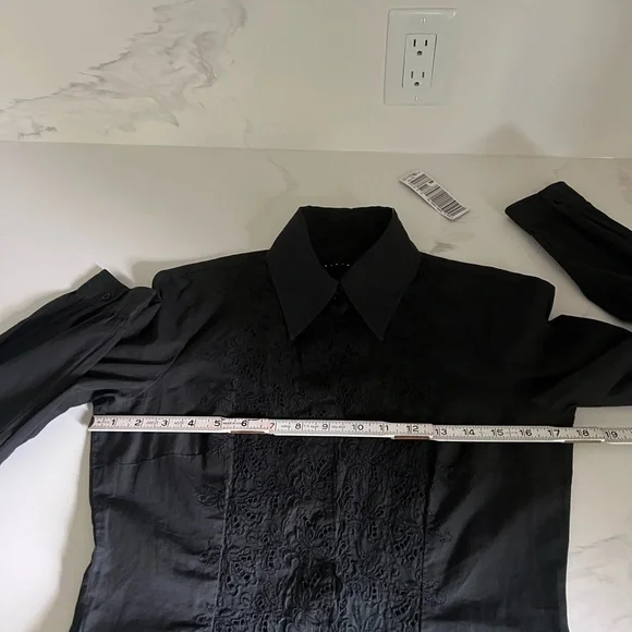 Sisley black blouse, size M, fits like a small ( see measurements ) - Picture 11 of 15